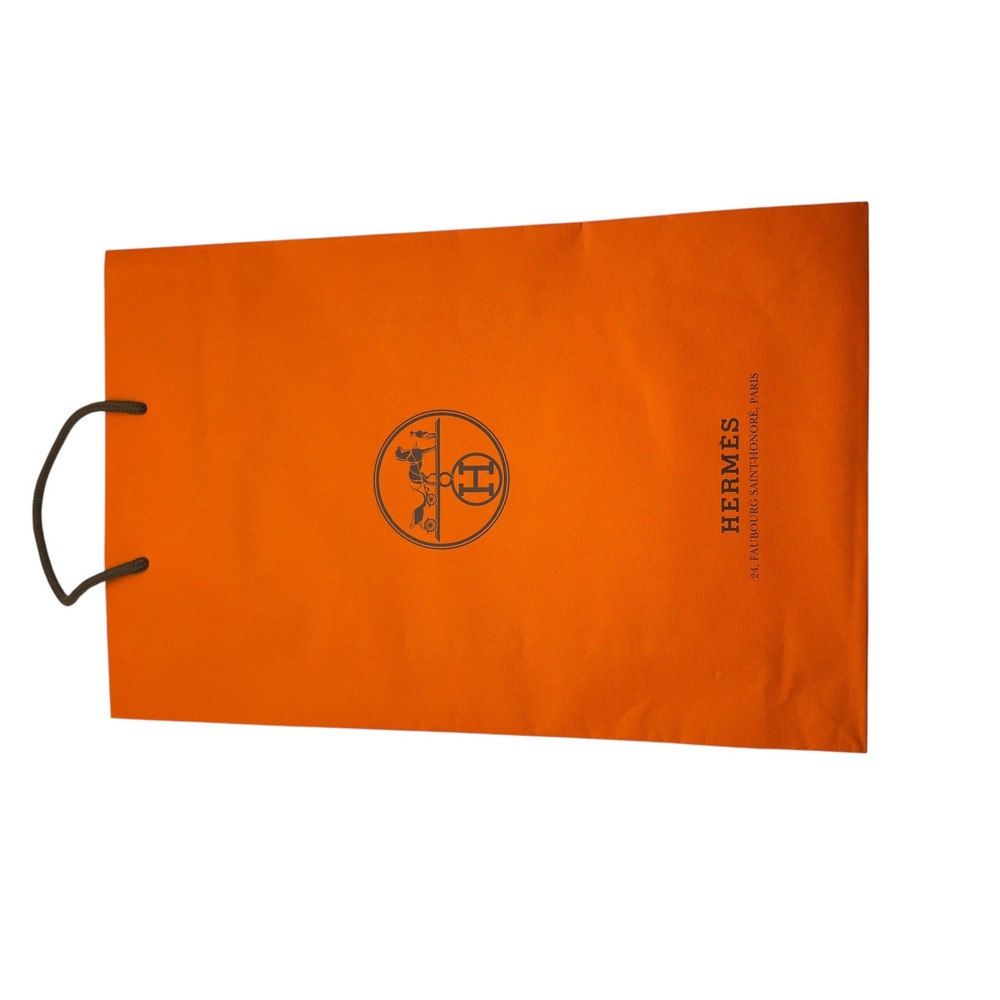 Hermes Shopping Bag Orange Paper Rope Handle Logo Luxury Designer Gift Bag